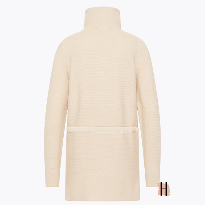Luxe Crème Vest met Zakken en Strik Ceintuur en Ritssluiting