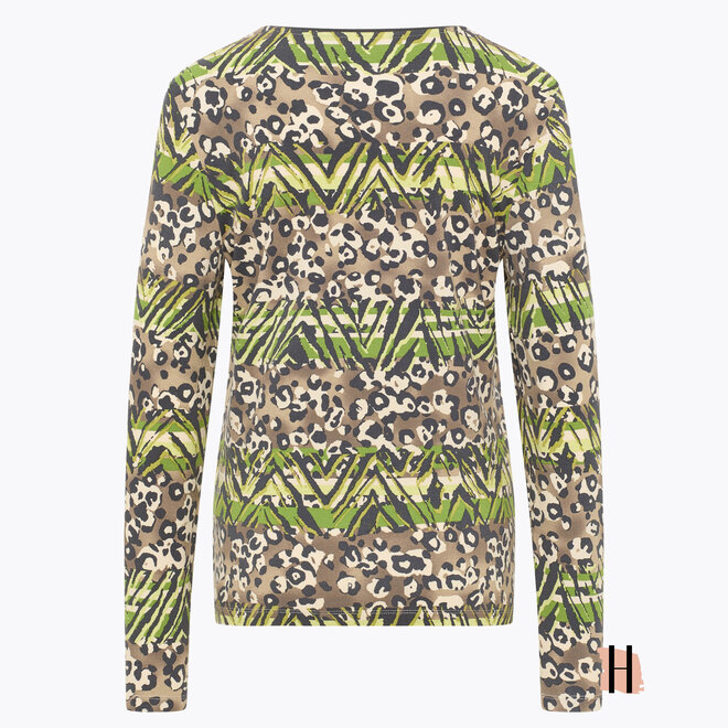 Longsleeve Shirt met Groene en Bruine Prints