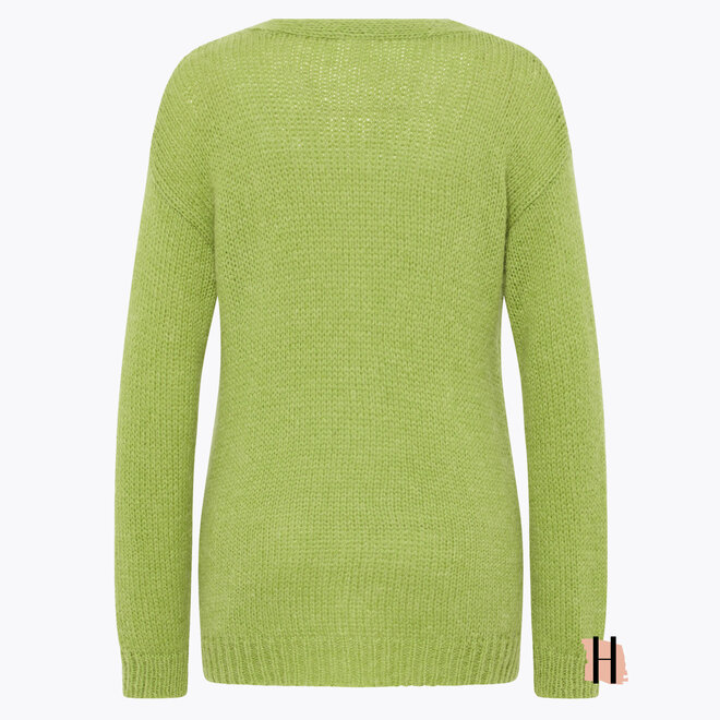 Groen Gebreid Vest met Knopen en Zakken