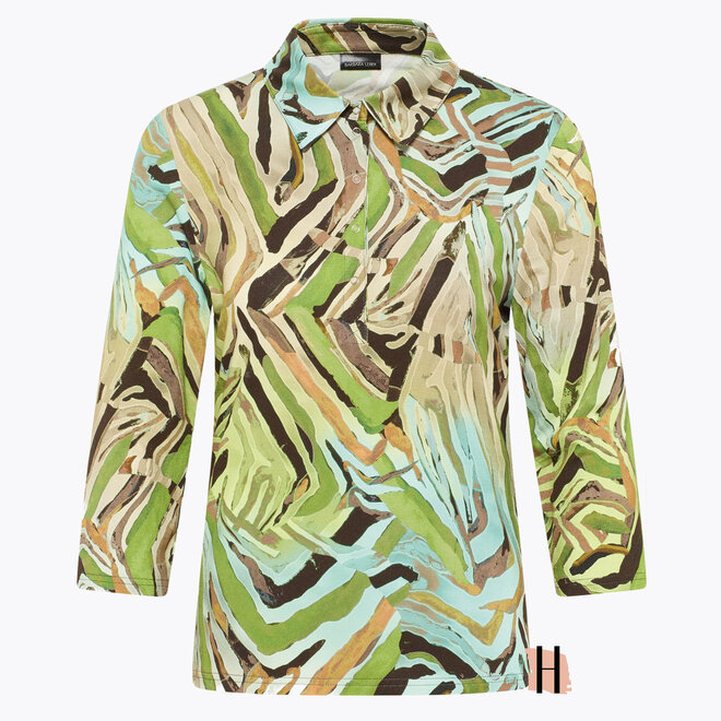 Polo met Driekwarts Mouwen in Groen, Bruin en Beige