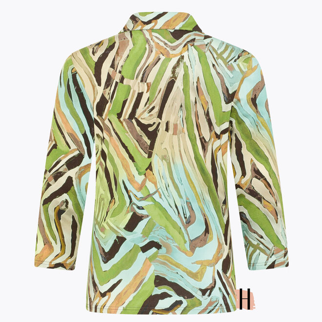 Polo met Driekwarts Mouwen in Groen, Bruin en Beige