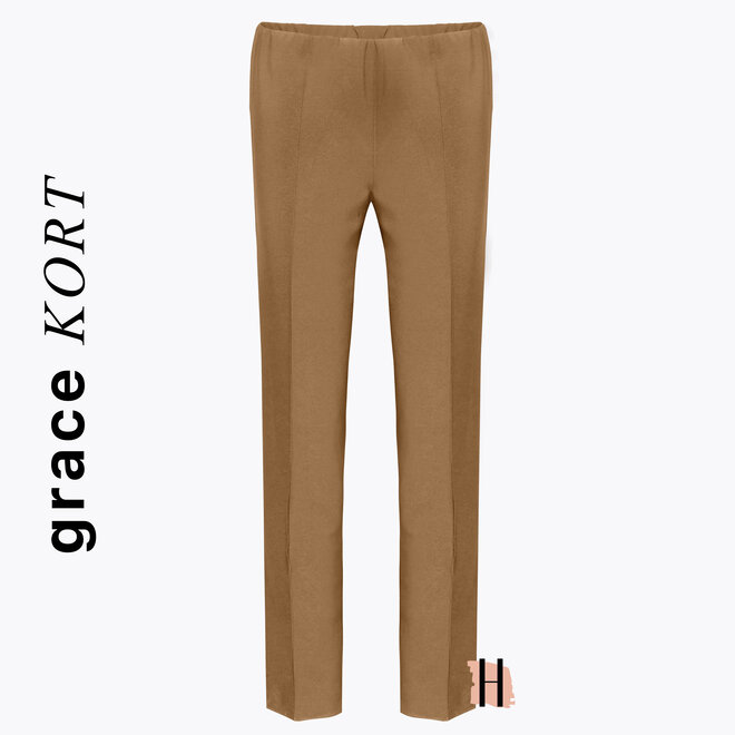 Stretch Pantalon met Elastische Band: Camel