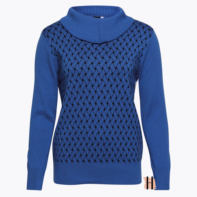 Coltrui met Zwart Patroon en Omslag Col Blauw