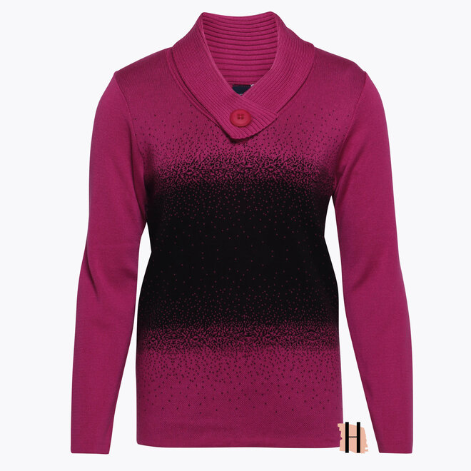 Roze Trui met Omslagkraag en Geweven Patroon