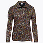 Poloshirt met Paisley Dessin en Halsdetail in Oranje/Taupe Mix