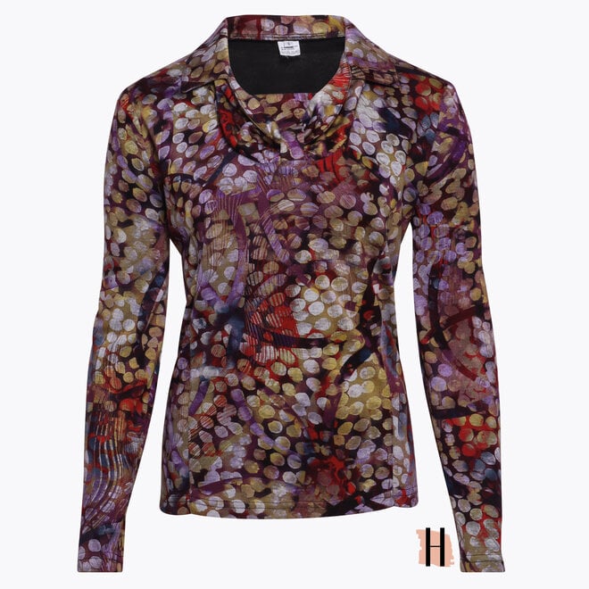 Poloshirt met Bollen Dessin en Halsdetail in Multicolor