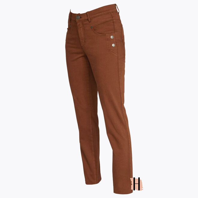 W23 192 Delia Broek Satijn Peach in Toffee