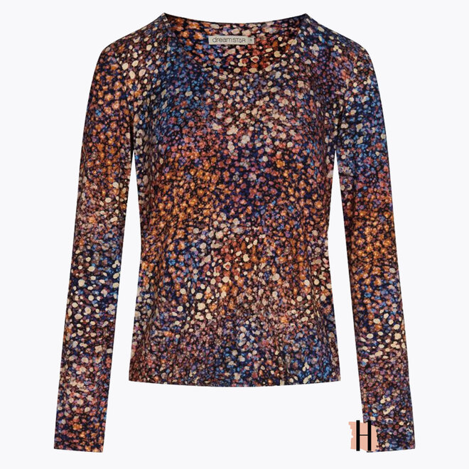 W23 202 Deanny Top STIPPEN in Blue Mix