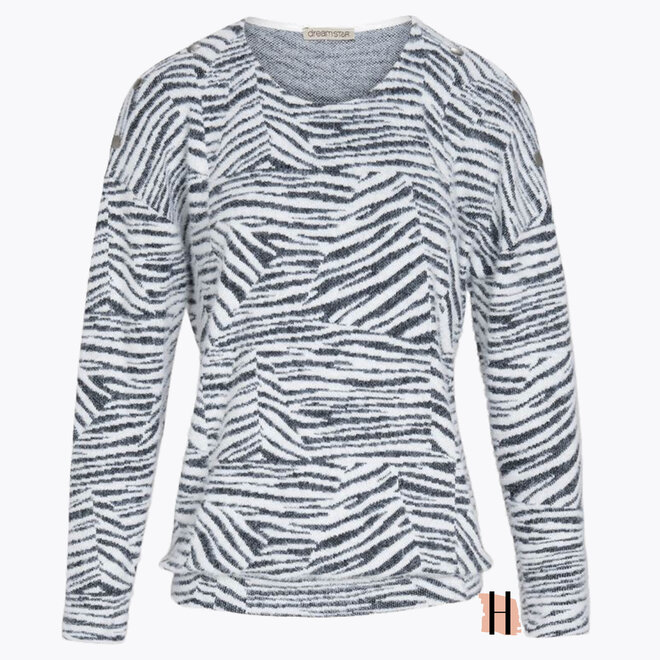 W23 250 Fuzzy Trui HAIRY FABRIC Zwart-Wit