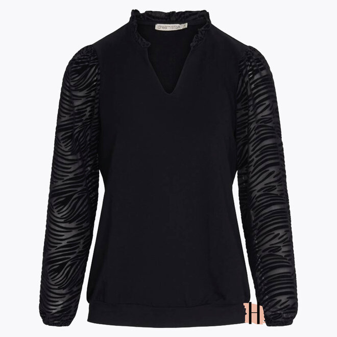 W32 246 Axara Truitje SWEAT-MESH MIX in Zwart