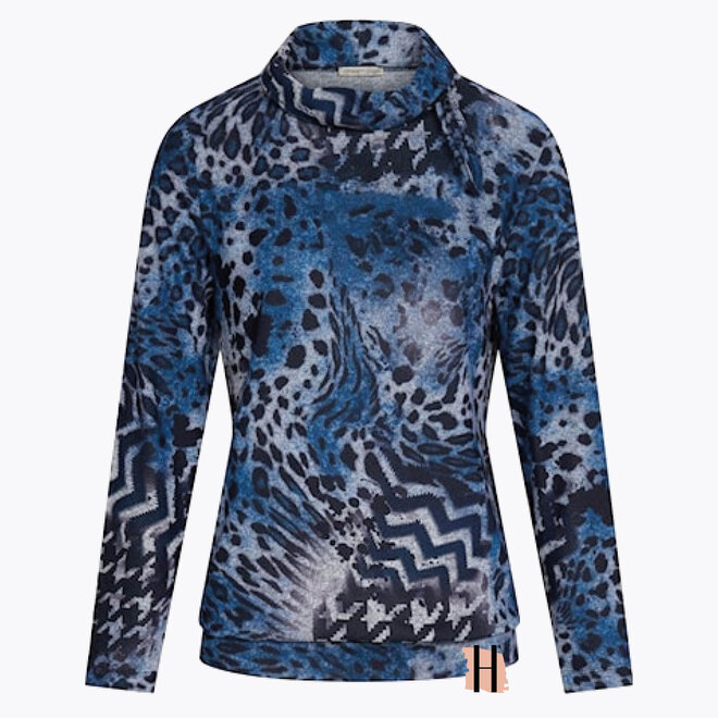 W23 248 Colya Trui Print Mix in Indigo Mix