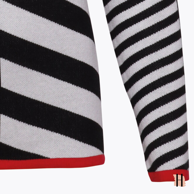 Gestreepte Coltrui, Zwart-Wit met Rood Accent