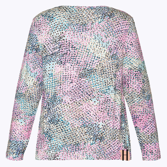 Blouson Shirt met All-Over Dessin in Zachte Kleuren