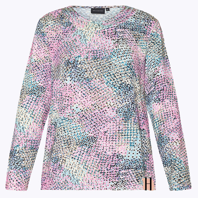 Blouson Shirt met All-Over Dessin in Zachte Kleuren