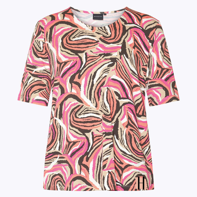 T-Shirt met Dessin in Roze en Oranje