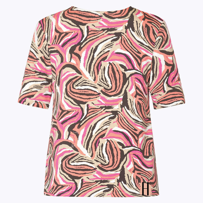T-Shirt met Dessin in Roze en Oranje