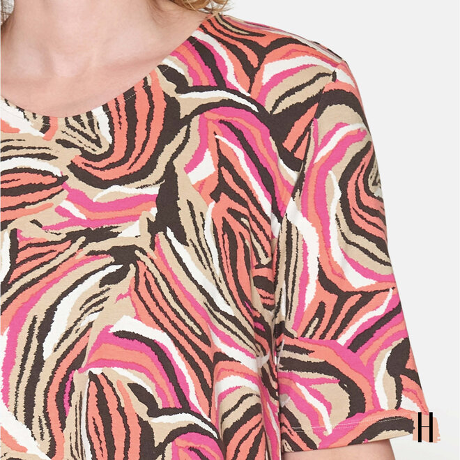 T-Shirt met Dessin in Roze en Oranje