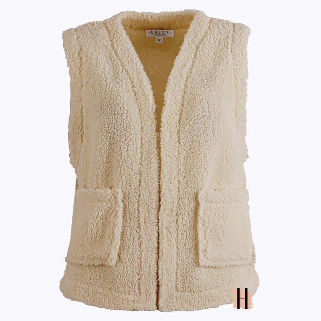 Teddy Gilet in Teddy Gilet met Zakken in Beige