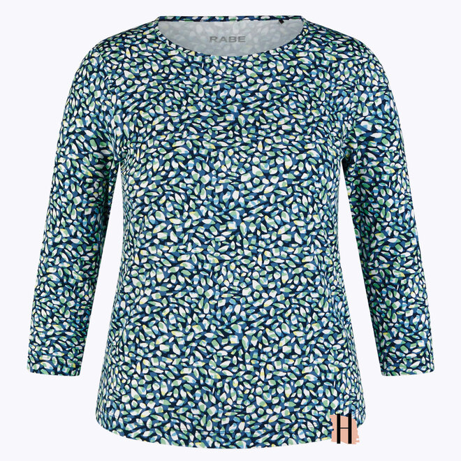 Blouson Shirt met 3/4 Mouw in Blauw en Groen