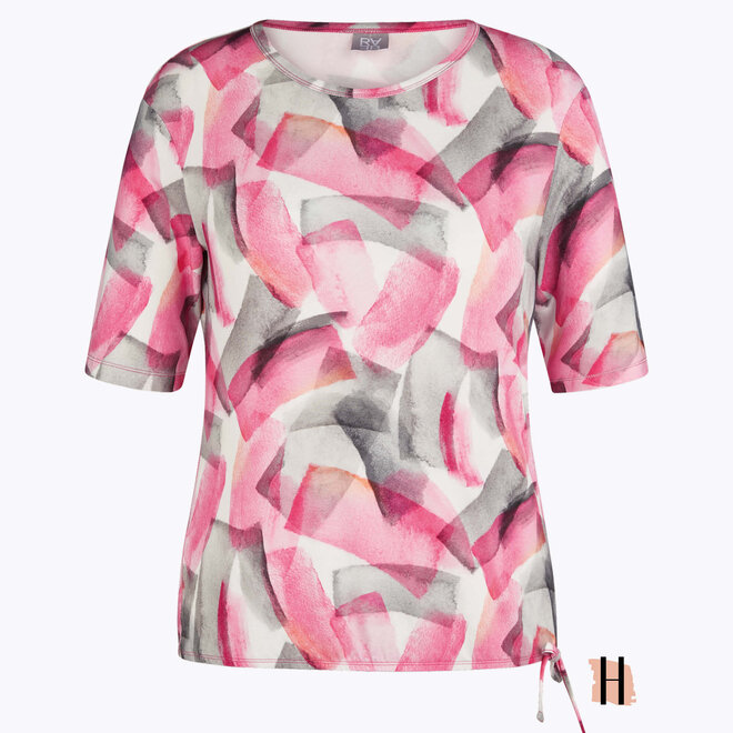 Shirt met Roze en Grijze Abstracte Print