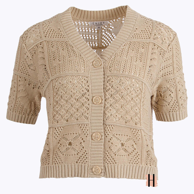 Cropped Gehaakt Beige Vestje