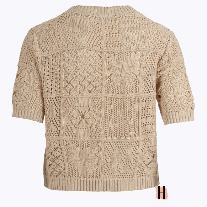 Cropped Gehaakt Beige Vestje