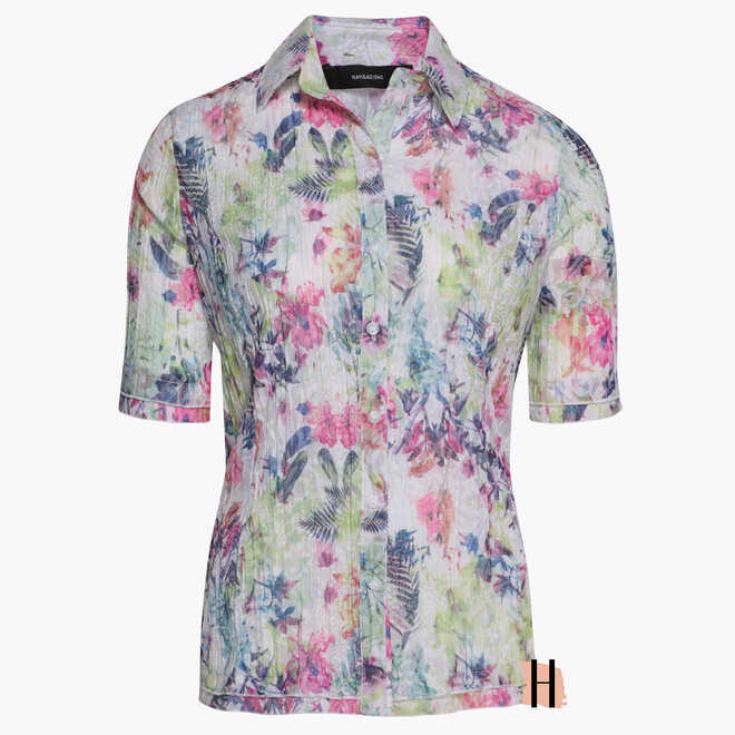 Doorknoop Blouse met Zomers Dessin in Multicolor