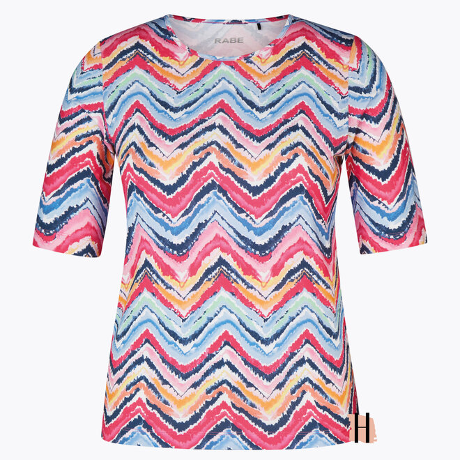 T-Shirt met Vrolijk Gekleurd Zigzag Dessin