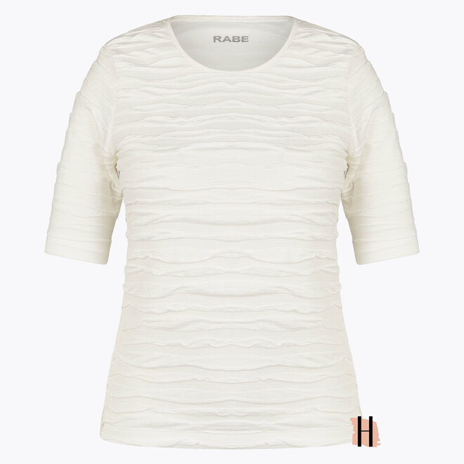 Shirt Lange Korte Mouw met Structuur in Wit