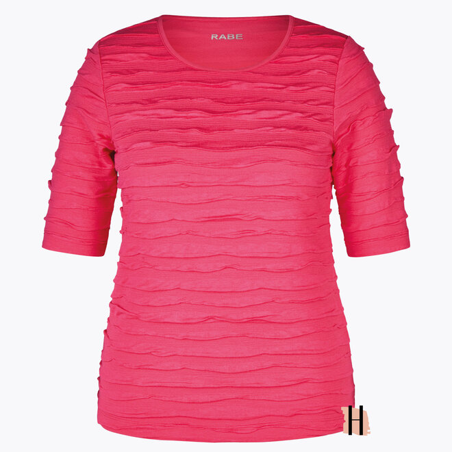 Shirt Lange Korte Mouw met Structuur in Roze