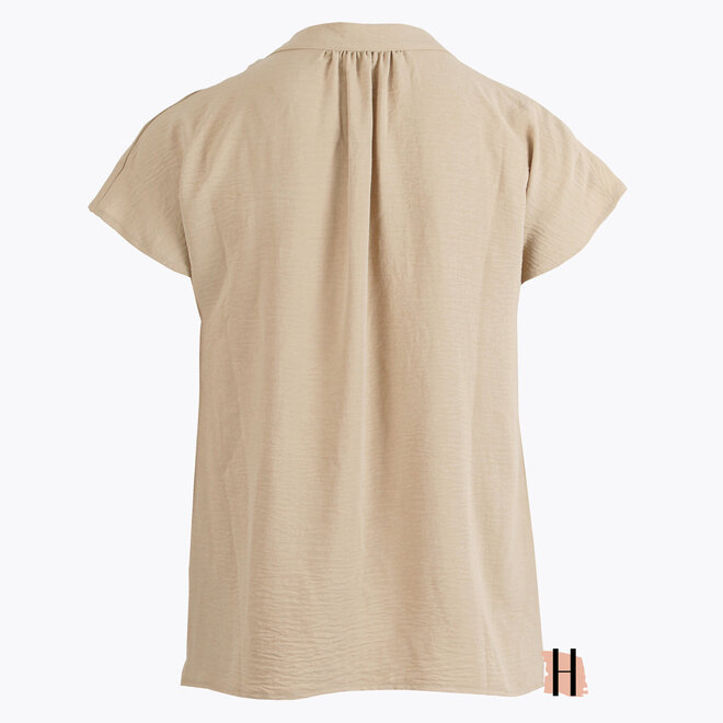 Effen Top met V-Hals in Beige