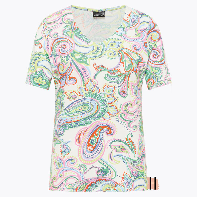 T-Shirt met Paisley Dessin in Multicolor