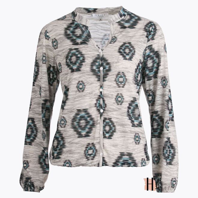 Blouse met Knoopjes en Ikat Print