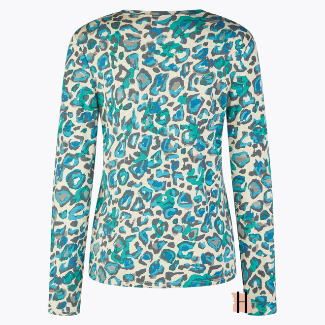 Longsleeve met Print Turquoise en Grijs