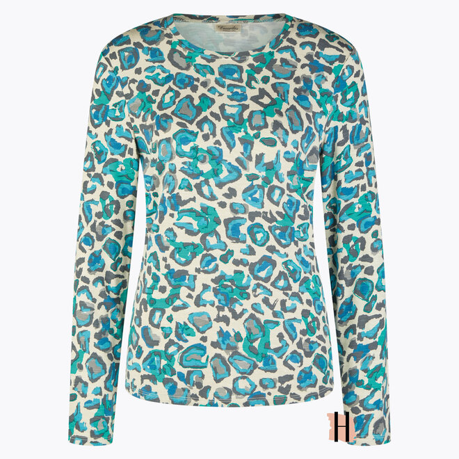 Longsleeve met Print Turquoise en Grijs