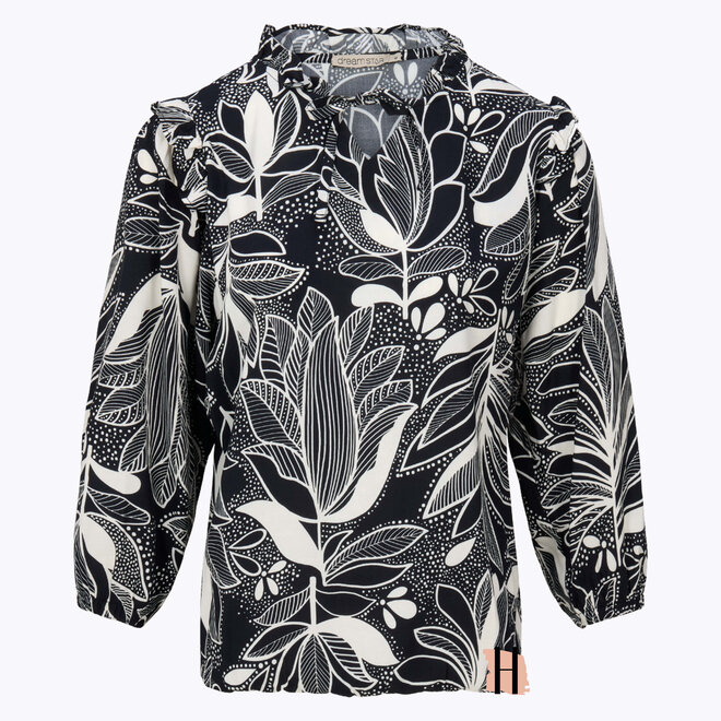 Blouson Print "Page" Zwart-Ivoor