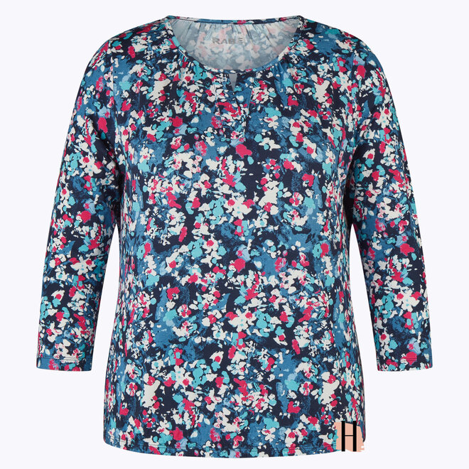 Shirt Bloemenprint en Gerimpelde Hals