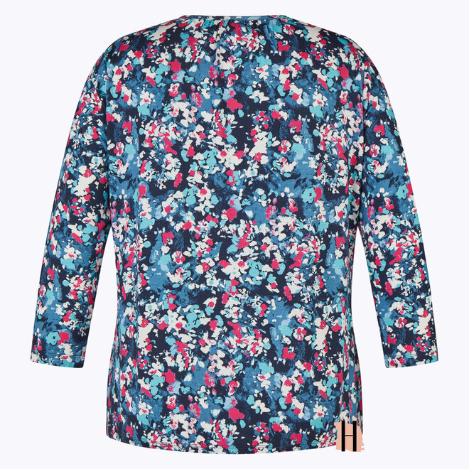 Shirt Bloemenprint en Gerimpelde Hals