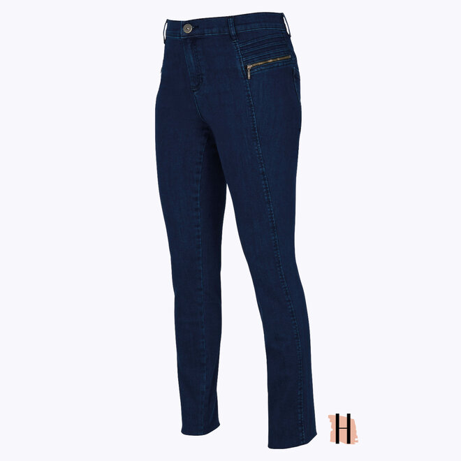 W24 109 Lasey Broek DENIM in Blue Denim