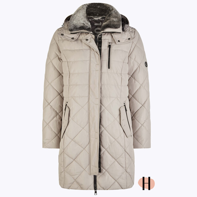 Lange Winterjas in Licht Taupe