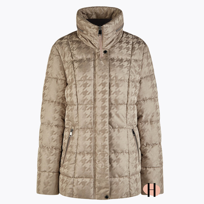 Winterjas met Subtiele Print Taupe