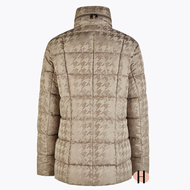 Winterjas met Subtiele Print Taupe