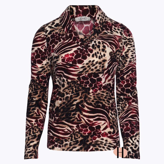 Fleece Shirt met Omslagkraag en Dierenprint
