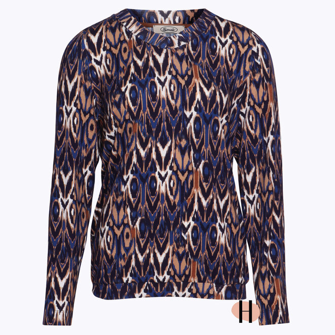 Blouson Shirt Kobalt Ikat Print
