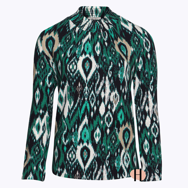 Blouson Shirt met Col en Groene Print