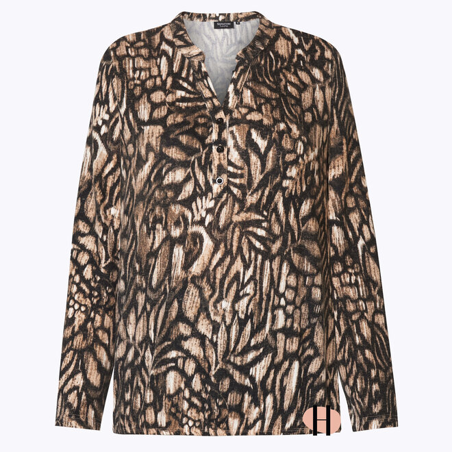 Top met Bruin en Zwarte Print