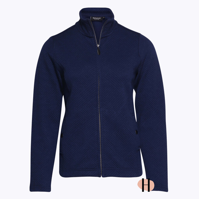 Donkerblauw Vest met Rits en Structuur