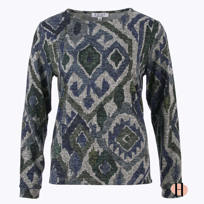 Truitje Ikat Print Grijs, Blauw, Groen