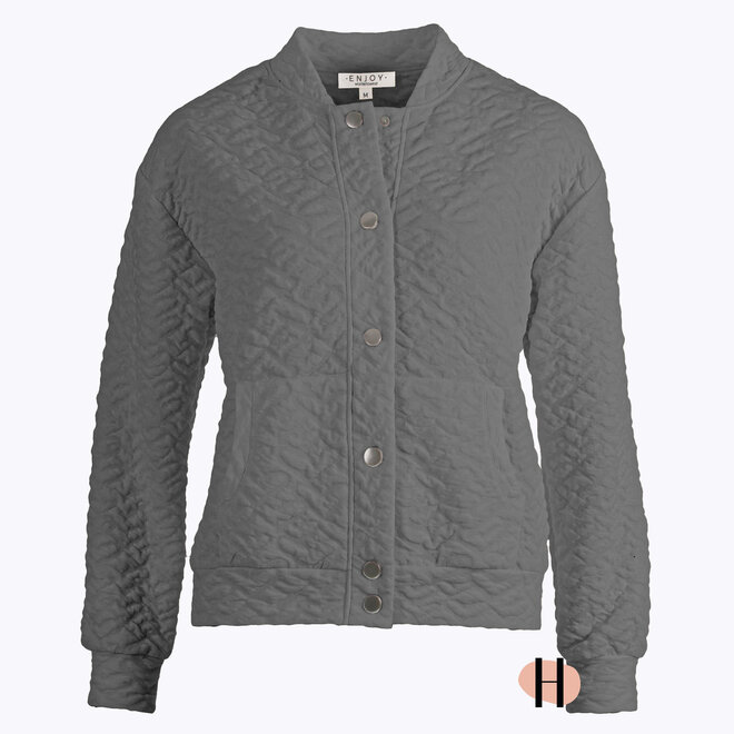 Bomber Jasje Structuur Stof Grijs