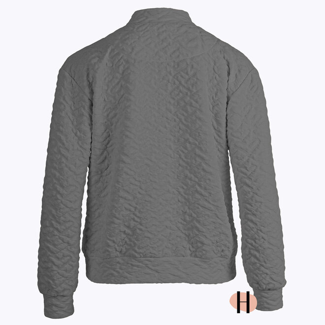Bomber Jasje Structuur Stof Grijs